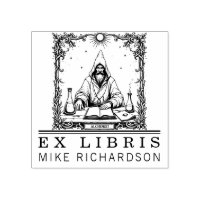 Medieval Alchemist Bookplate Stamp