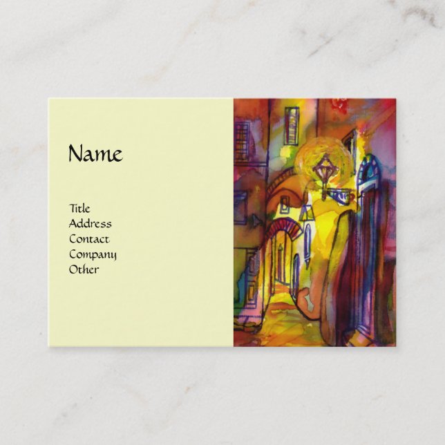 MEDIEVAL ALLEY BY NIGHT IN FLORENCE BUSINESS CARD (Front)