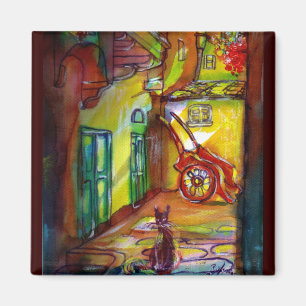 Medieval alley by night in Florence -detail Magnet