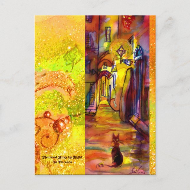 MEDIEVAL ALLEY BY NIGHT IN FLORENCE POSTCARD (Front)