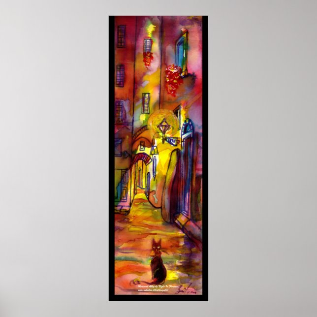 Medieval alley by night in Florence Poster (Front)