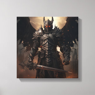 Medieval Angel Warrior - Stretched Canvas Print