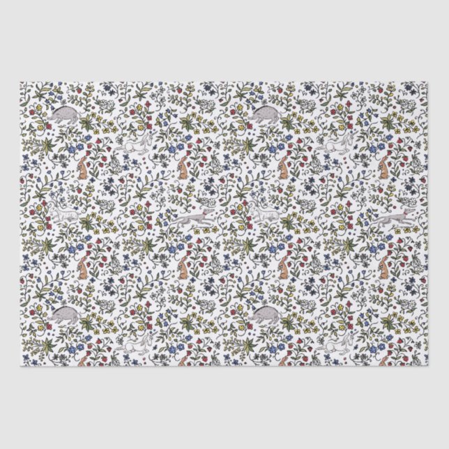 Medieval animals mille fleurs tissue paper (Front)