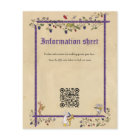 Medieval animals wedding information sheet with QR
