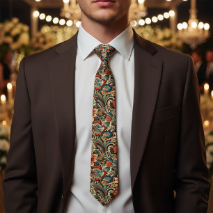 Medieval Antique Inspired Floral Motifs Tie