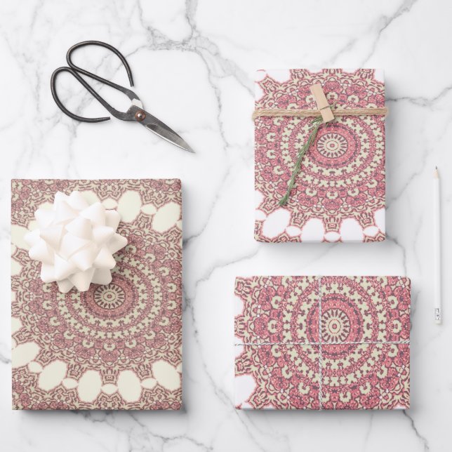 Medieval Arabesque Style Symmetrical Pattern Wrapp Wrapping Paper Sheet (Front)
