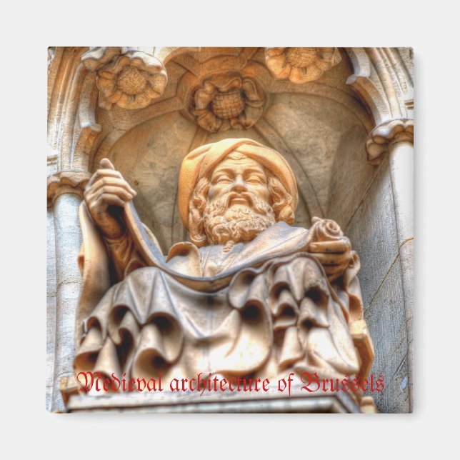 Medieval architecture of Grand place in Brussels Magnet (Front)