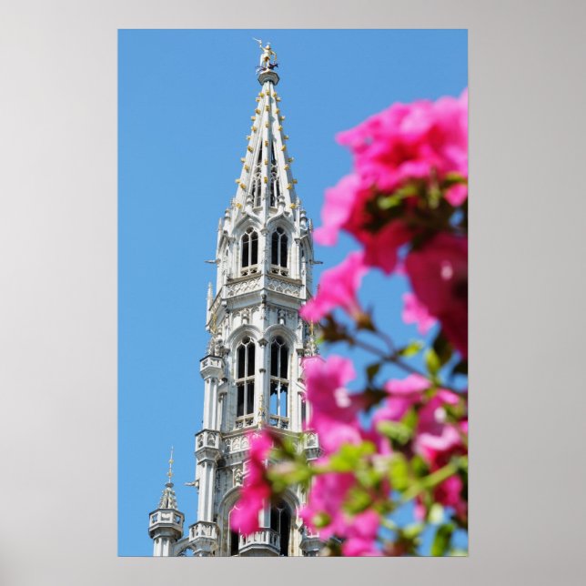 Medieval architecture of Grand Place in Brussels Poster (Front)