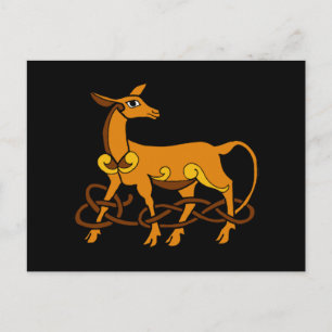 Medieval Art Celtic Knot Brown Deer Postcard