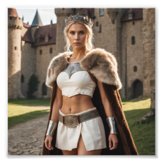 Medieval Barbarian Girl Princess by Castle Photo Print
