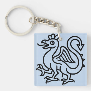 Medieval Basilisk Sigil Fantasy Heraldry Mythical Keychain