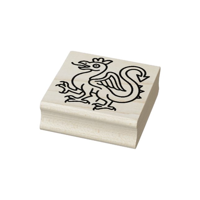 Medieval Basilisk Sigil Fantasy Heraldry Mythical  Rubber Stamp (Stamp)