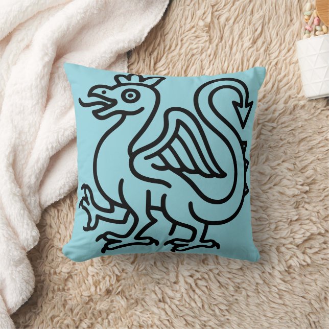 Medieval Basilisk Sigil Fantasy Heraldry Mythical  Throw Pillow (Blanket)
