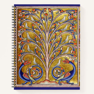 MEDIEVAL BESTIARY,BIRDS ON TREE OF LIFE,DRAGONS NOTEBOOK