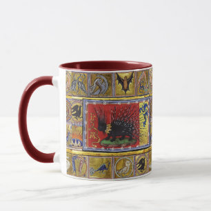 MEDIEVAL BESTIARY,BLACK HEDGEHOG KING and ANIMALS Mug