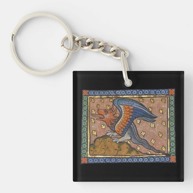 Medieval Bestiary Dragon c. 1270 Keychain (Front)