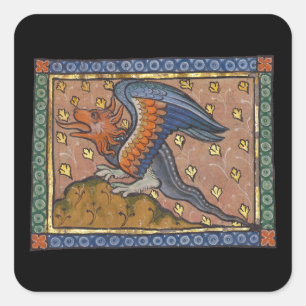 Medieval Bestiary Dragon c. 1270 Square Sticker