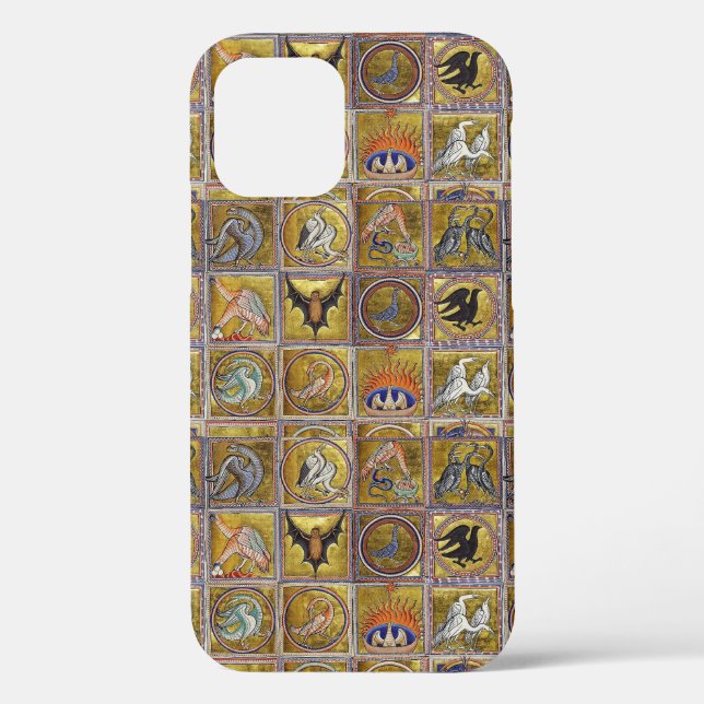 MEDIEVAL BESTIARY, FANTASTIC ANIMALS,GOLD RED BLUE Case-Mate iPhone CASE (Back)