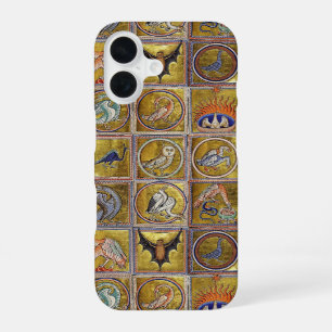 MEDIEVAL BESTIARY, FANTASTIC ANIMALS,GOLD RED BLUE iPhone 16 CASE