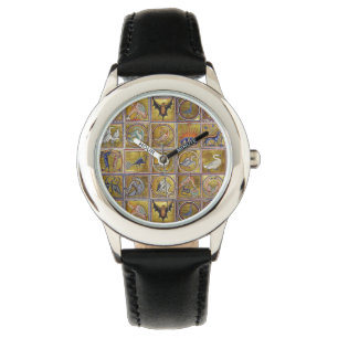 MEDIEVAL BESTIARY, FANTASTIC ANIMALS,GOLD RED BLUE WATCH