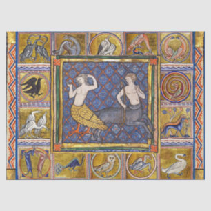 MEDIEVAL BESTIARY,HARPY AND CENTAUR,FOREST ANIMALS TISSUE PAPER