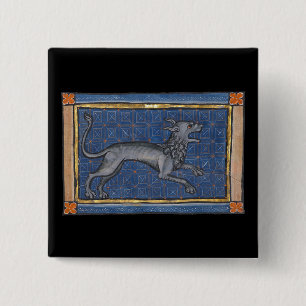 Medieval Bestiary Hyena c. 1270 2 Inch Square Button