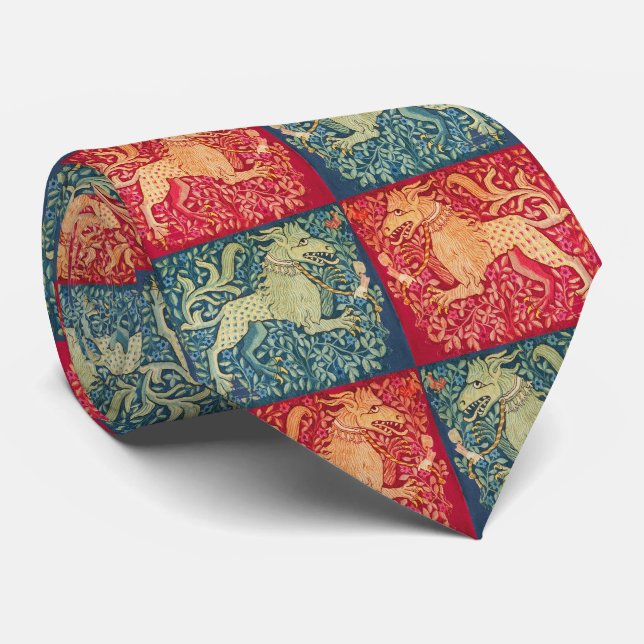 MEDIEVAL BESTIARY Lion Like Beast in Red Blue Tie (Rolled)