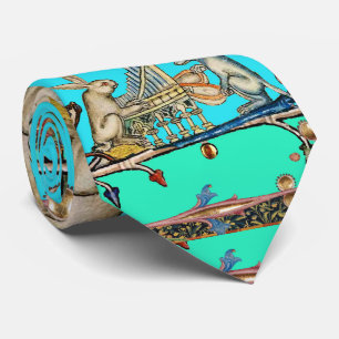 MEDIEVAL BESTIARY MAKING MUSIC,Rabbit,Dog Blue Tie