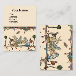 MEDIEVAL BESTIARY MAKING MUSIC,Rabbit,Dog Business Card
