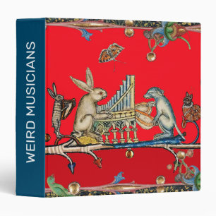 MEDIEVAL BESTIARY MAKING MUSIC,Rabbit,Dog Red Binder