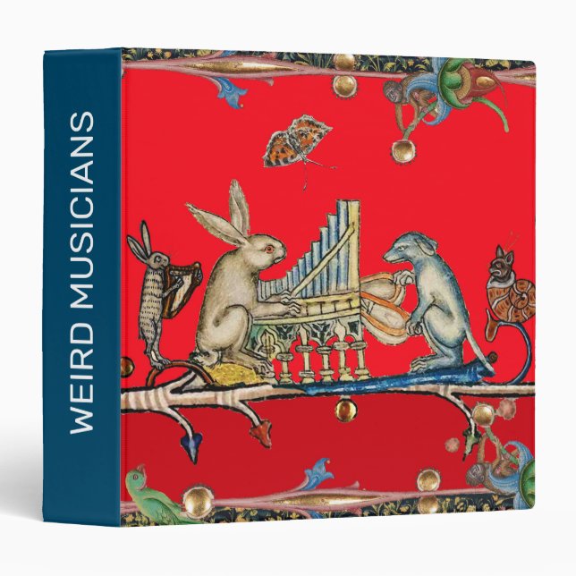MEDIEVAL BESTIARY MAKING MUSIC,Rabbit,Dog Red Binder (Front/Spine)