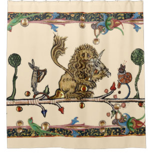 MEDIEVAL BESTIARY MAKING MUSIC Violinist Lion,Hare
