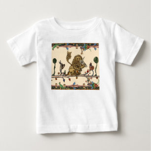 MEDIEVAL BESTIARY MAKING MUSIC Violinist Lion,Hare Baby T-Shirt