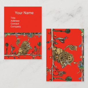 MEDIEVAL BESTIARY MAKING MUSIC Violinist Lion,Hare Business Card