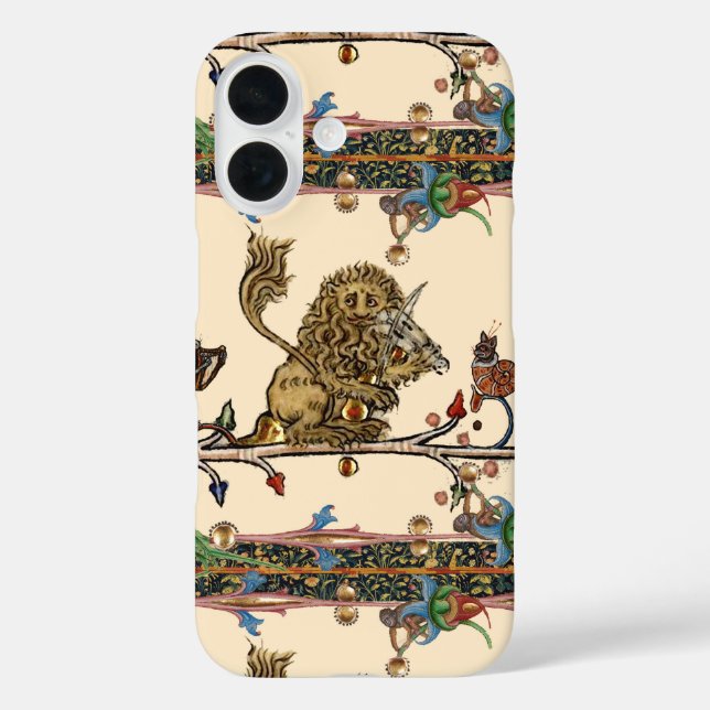 MEDIEVAL BESTIARY MAKING MUSIC Violinist Lion,Hare Case-Mate iPhone Case (Back)