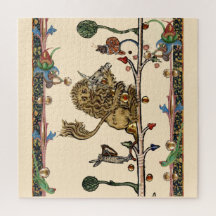 MEDIEVAL BESTIARY MAKING MUSIC Violinist Lion,Hare