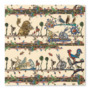 MEDIEVAL BESTIARY MAKING MUSIC Violinist Lion,Hare Wallpaper