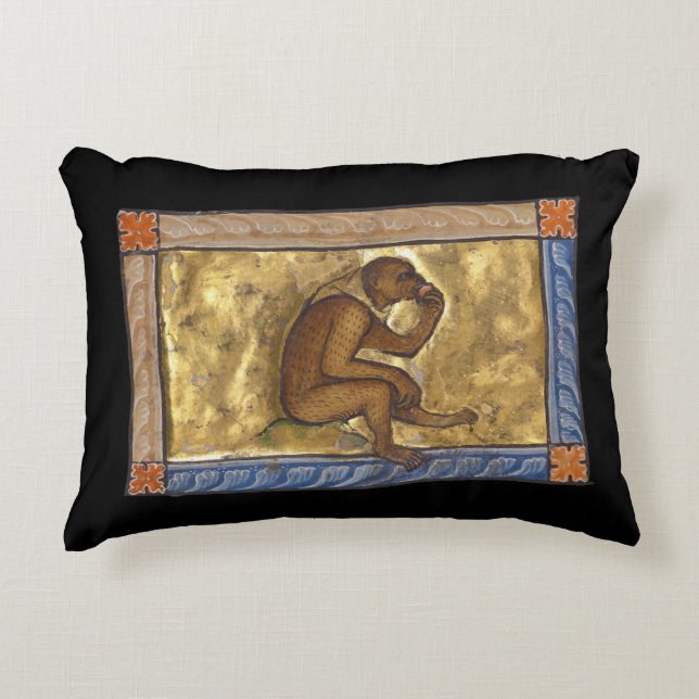 Medieval Bestiary Monkey c. 1270 Accent Pillow (Front)