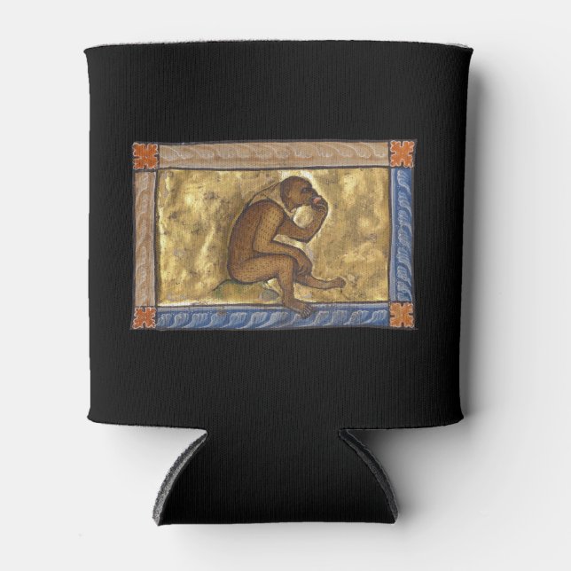 Medieval Bestiary Monkey c. 1270 Can Cooler (Front)