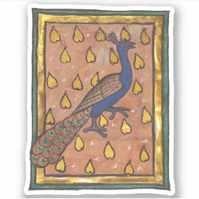 Medieval Bestiary Peacock c. 1270 (Front)
