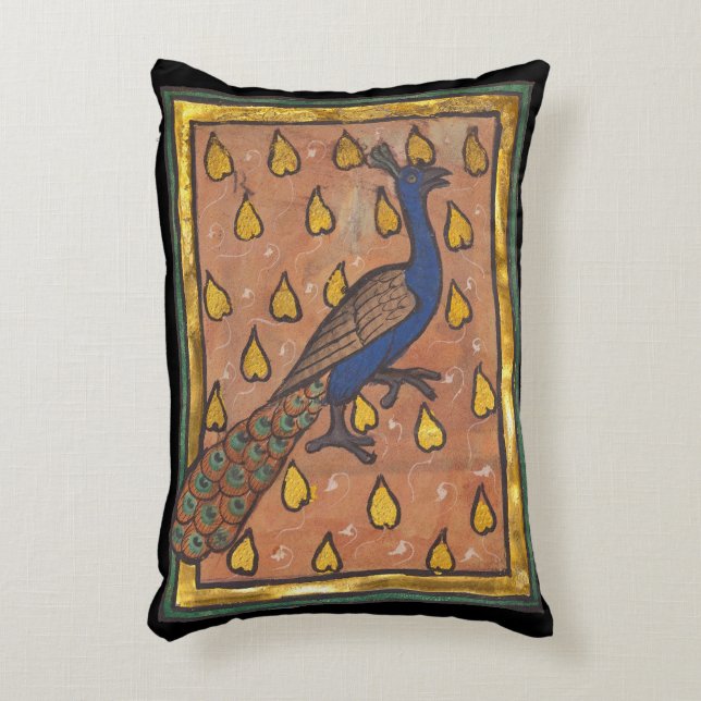 Medieval Bestiary Peacock c. 1270 Accent Pillow (Front(Vertical))