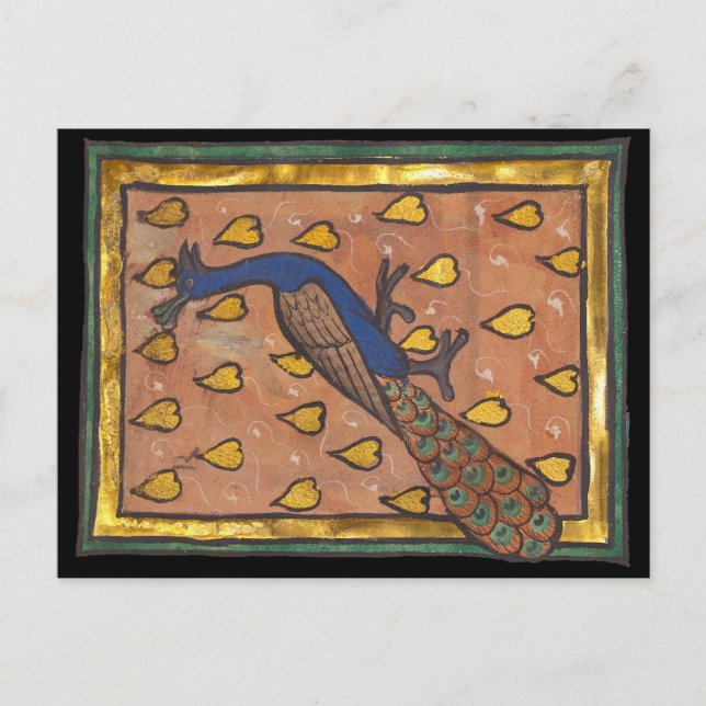 Medieval Bestiary Peacock c. 1270 Postcard (Front)