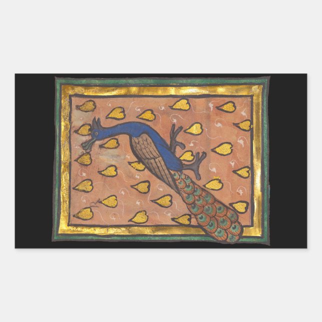 Medieval Bestiary Peacock c. 1270 Sticker (Front)