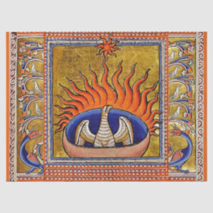 MEDIEVAL BESTIARY,PHOENIX IN RED FLAMES,LIFE TREE TISSUE PAPER