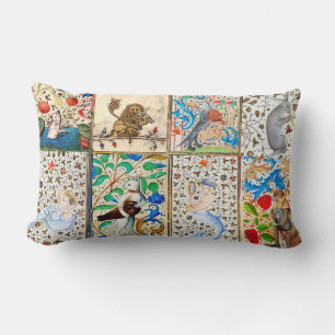 MEDIEVAL BESTIARY PLAYING MUSICAL INSTRUMENTS LUMBAR PILLOW