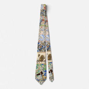 MEDIEVAL BESTIARY PLAYING MUSICAL INSTRUMENTS TIE