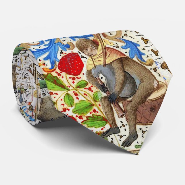 MEDIEVAL BESTIARY PLAYING MUSICAL INSTRUMENTS TIE (Rolled)