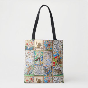 MEDIEVAL BESTIARY PLAYING MUSICAL INSTRUMENTS TOTE BAG