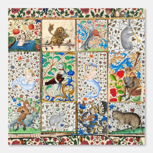 MEDIEVAL BESTIARY PLAYING MUSICAL INSTRUMENTS  WALLPAPER