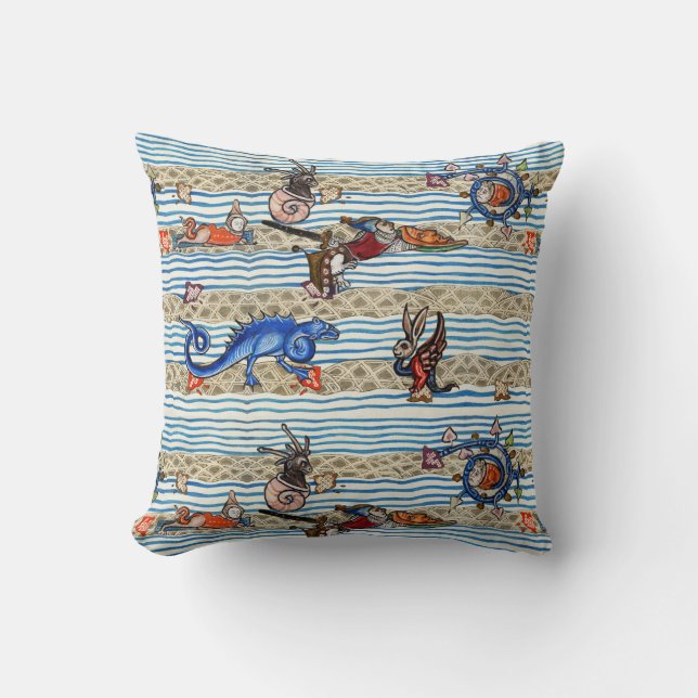 MEDIEVAL BESTIARY,SEA MONSTERS FANTASY ANIMALS  THROW PILLOW (Front)